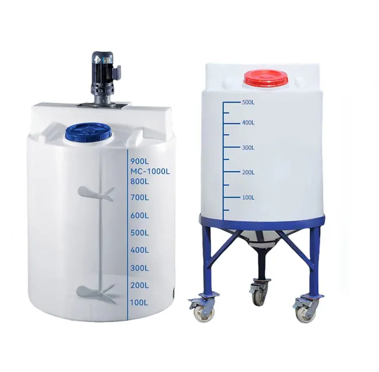 Wholesale LLDPE Vertical Chemical Water Mixing Tank 55 Gallon (200L) Cone Bottom with Agitator 10+ Year Service Life
