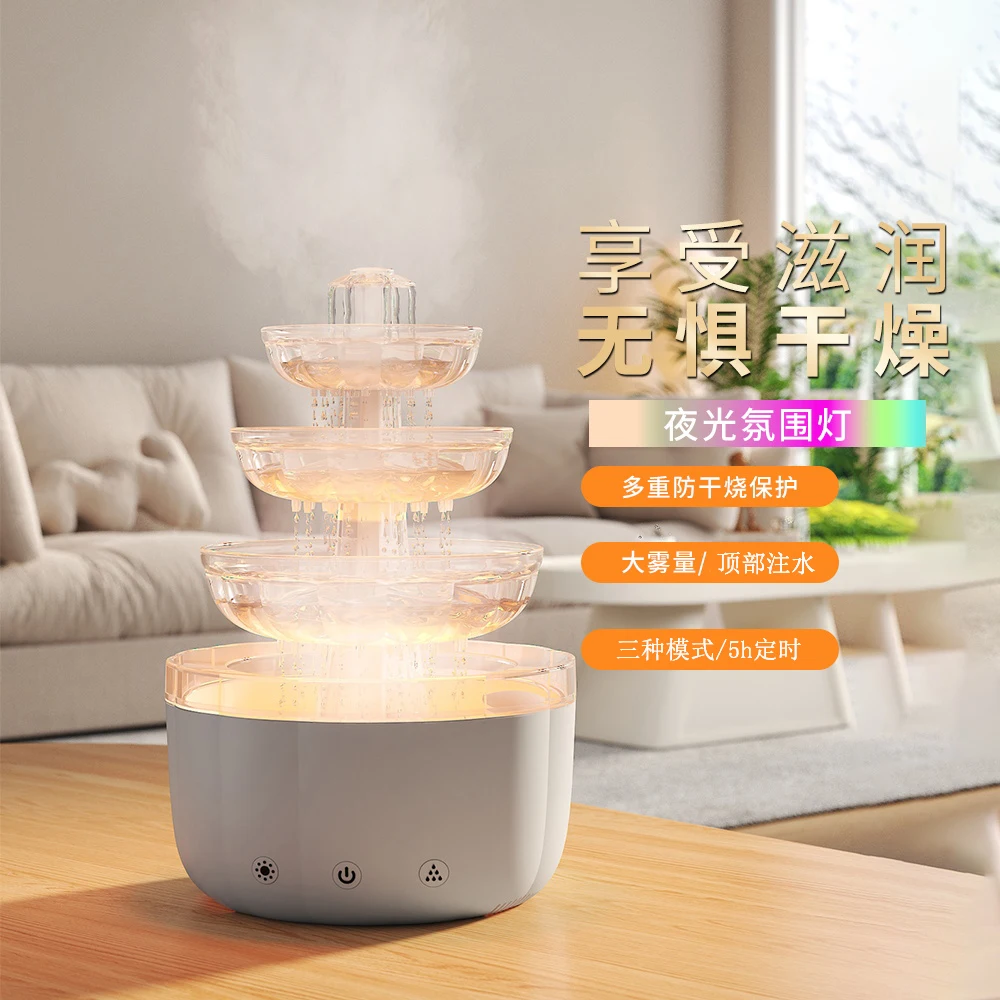 Hot Selling in Stock 7 Colorful Raindrop Humidifier Home Office Aroma Air Refill USB Large Spray Large Capacity Fountain