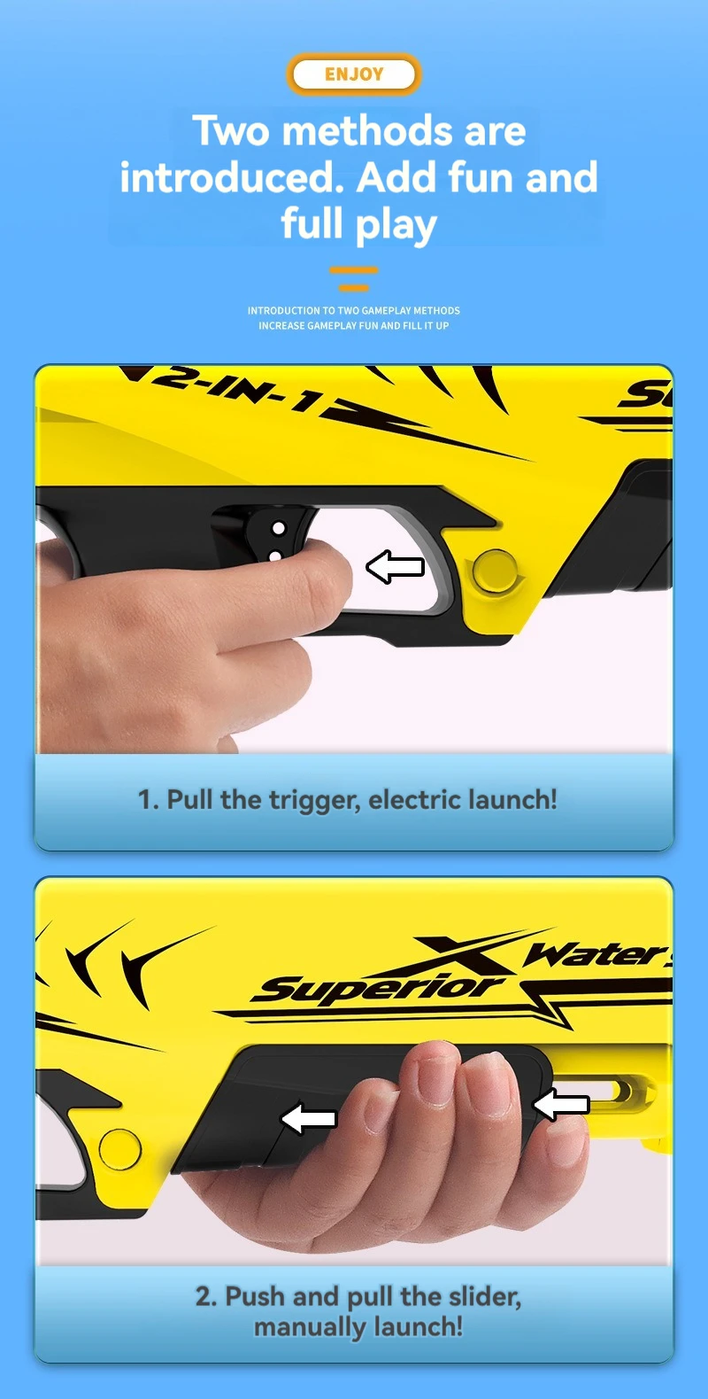 Hot Selling 2 in 1 Automatic Continuous Burst Electric Water Gun Outdoor Summer Funny Toys for Kids