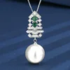 Green White Pearl Pendant with chain