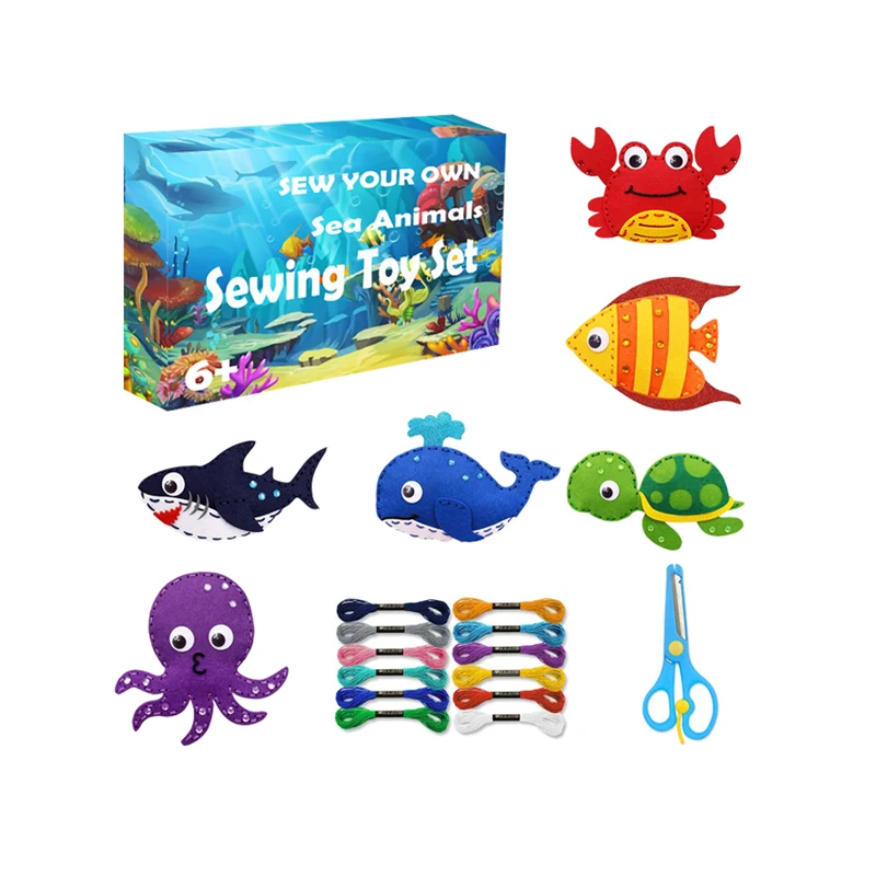Морские животные Ремесло Искусство мини швейный набор игрушек коробка для детей войлочный плисовый начинающих образования мальчиков и