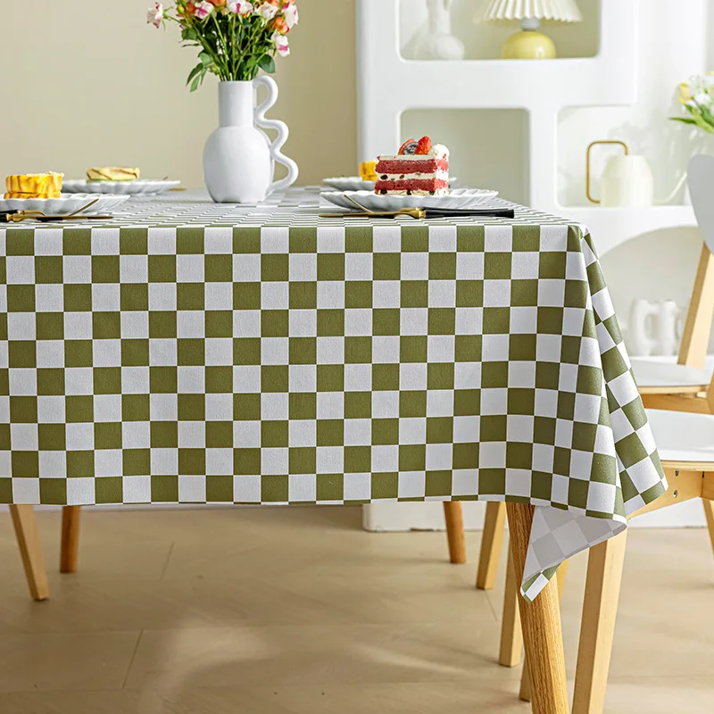 Wholesale INS Checkerboard Style PVC Material Waterproof and Oil-proof Rectangular Tea Tablecloth Dining Tablecloth