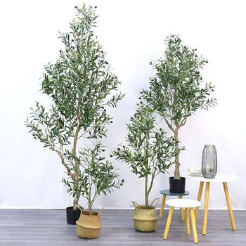 Wholesale large silk faux olive plant trees bonsai small green fake dwarf tree indoor decor sweet artificial olive tree for sale