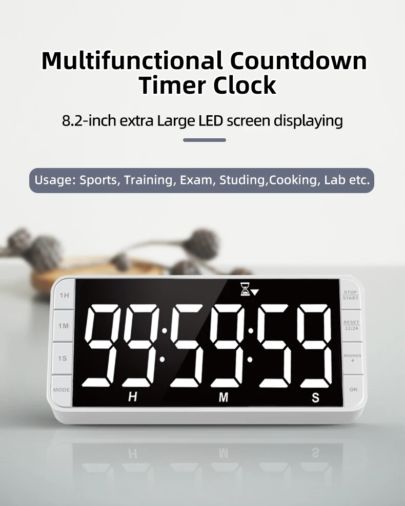 New Full-screen LCD Timer – 99-Group Timing Tomato Countdown Timer with Silent Movement & Simple Large-screen Clock