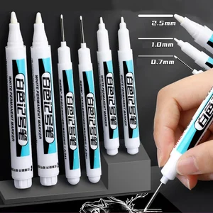 0.7/1.0/2.5mm Permanent Oily White Markers Pen Waterproof Tire Painting Graffiti Environmental Gel Pens 1PC Set