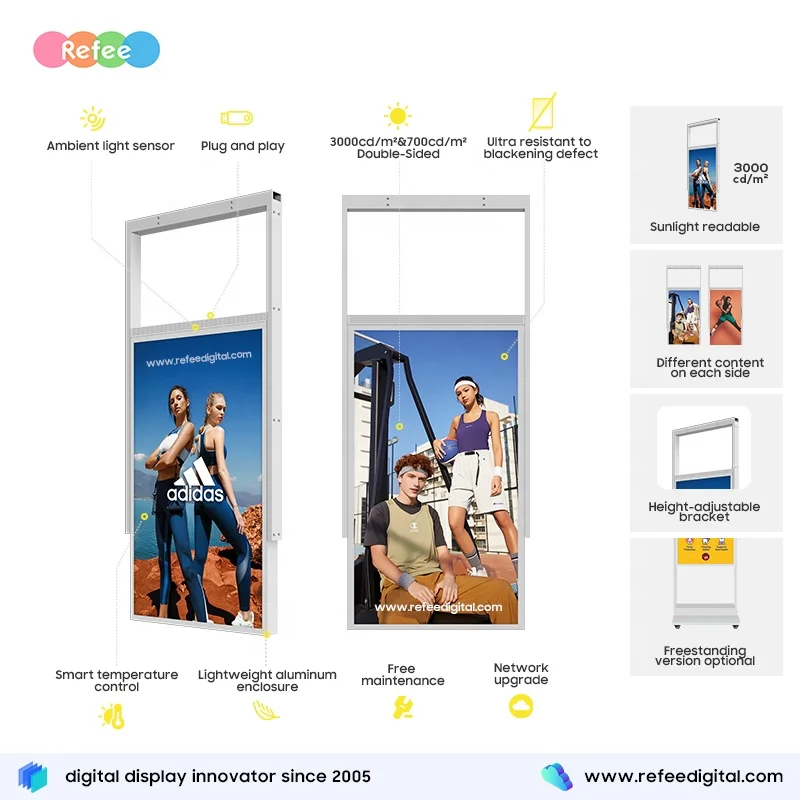 Highlight Window Facing Display LCD Double Screen Ceiling Hanging Digital Signage and Displays TV Monitor Android Advertisement