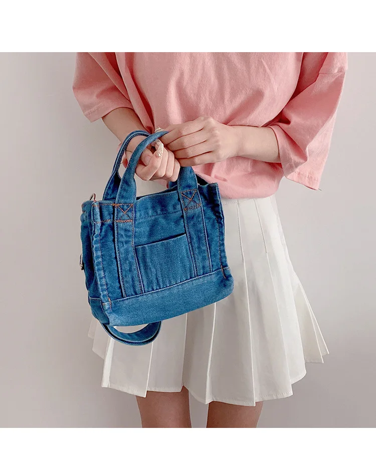 Borsa a tracolla quadrata in denim per donna Design vintage