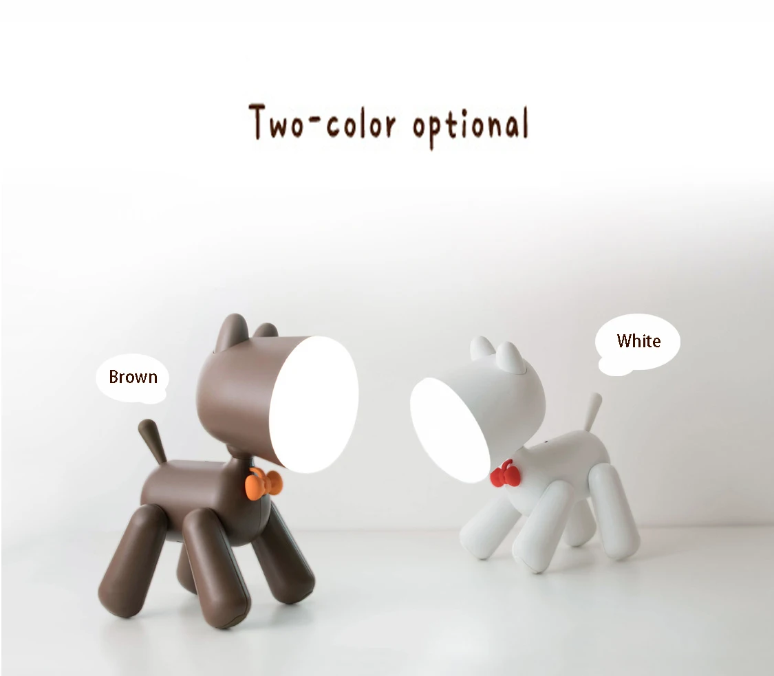 LED Cute Puppy Light Tail Switch Flexible USB Rechargeable Soft Light Eye Protection Kids Animal Table Reading Night Light manufacture