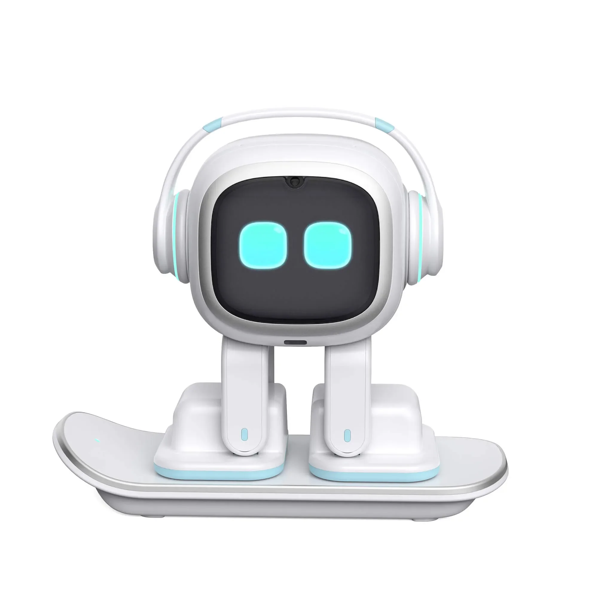Cute White EMO Robot Pet with Charging Station & Voice AI
