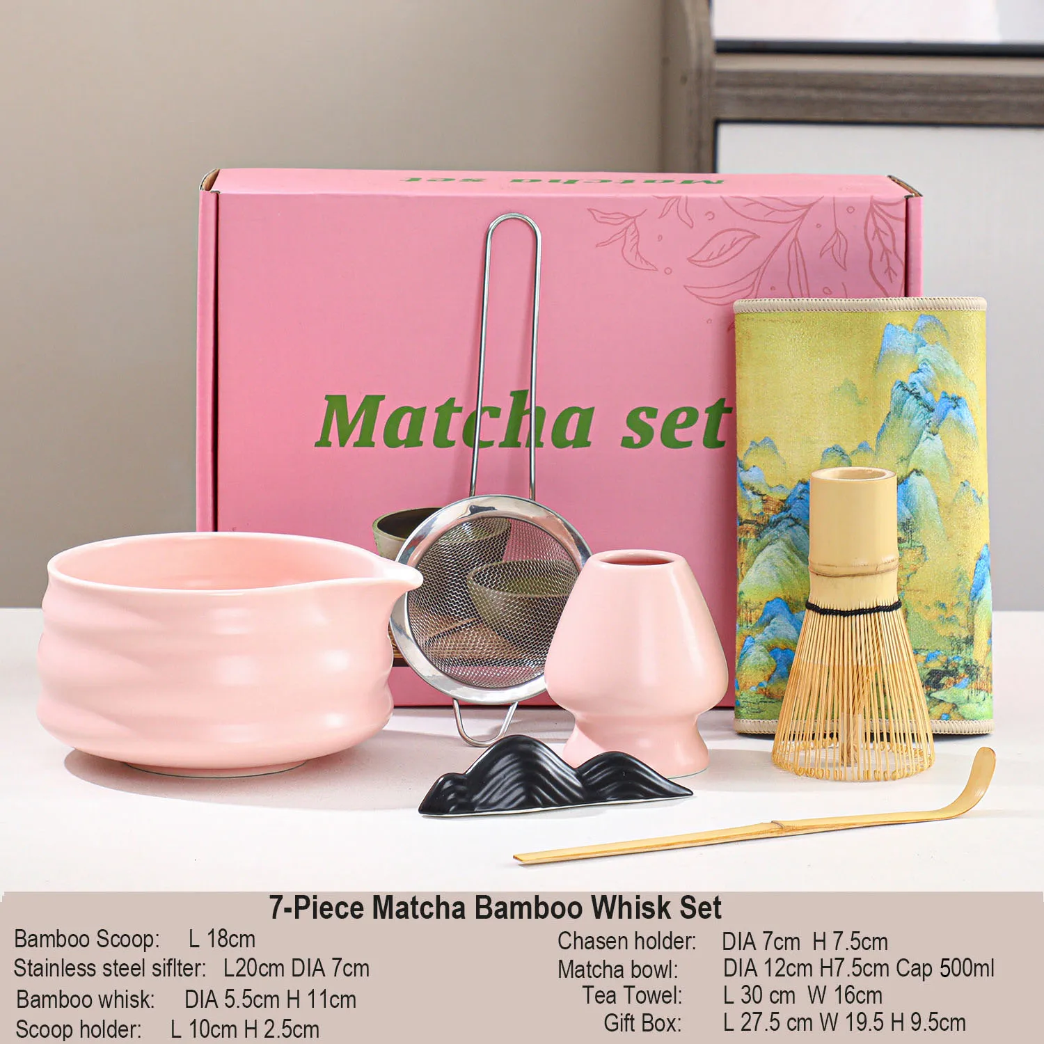 5 pezzi Set Frullino Matcha, include Ciotola e Vassoio in Ceramica per