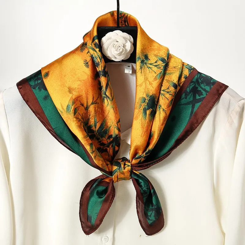 Custom Silk Satin Scarf - 70cm Square Houndstooth Print