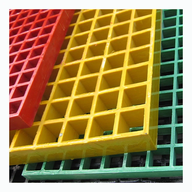 Factory Supply Customized FRP Grating Mesh Corrosion Resistance Fiberglass Floor Walkway Platform Construction Moulding Cutting