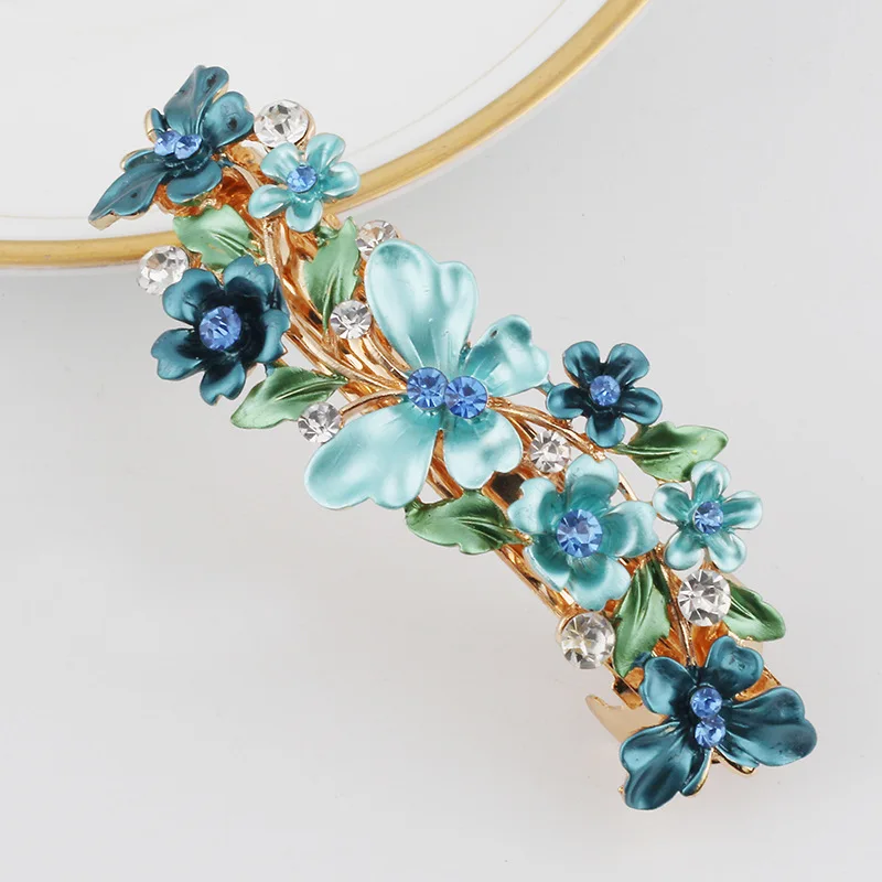 Лидер продаж, элегантная заколка-бабочка из сплава, женская заколка для волос на спине, красочная цветная Цветочная Весенняя заколка для волос