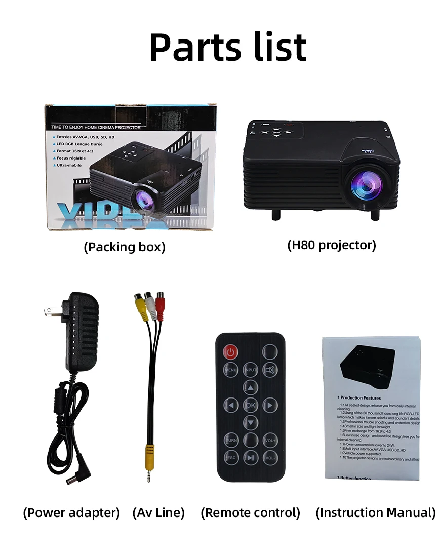 led mini projector h80