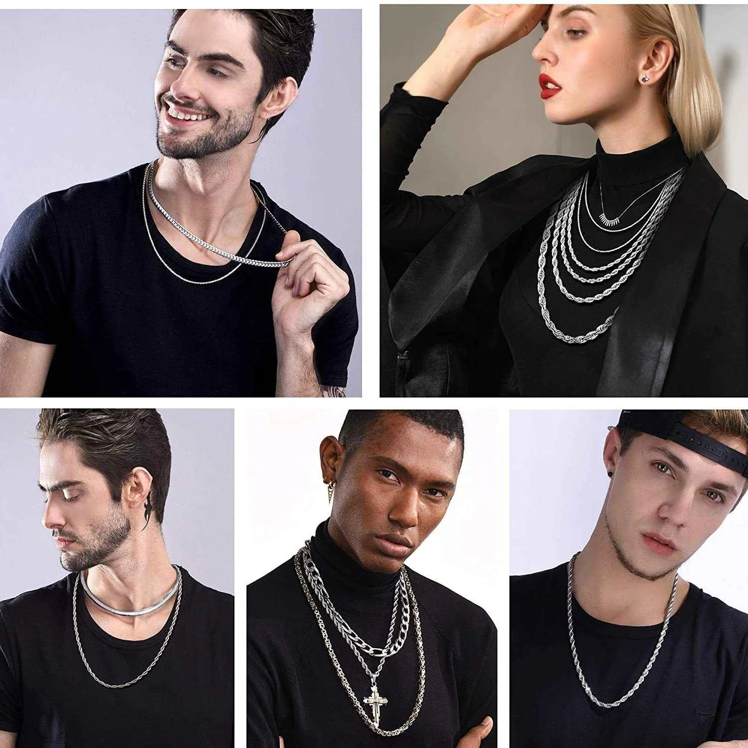 U7 Hip Hop Twisted Rope Necklace For Men Gold Color Thick