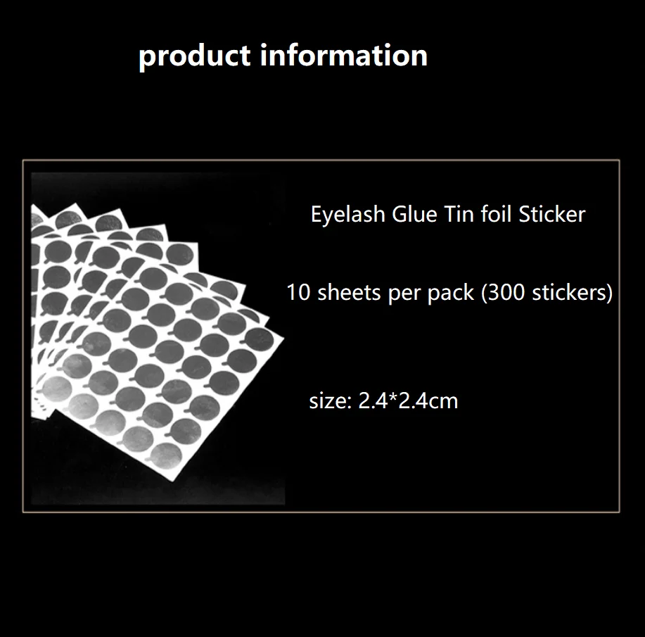 Grafting Eyelash Tin foil Glue Sticker Disposable Aluminum Gasket Waterproof Self-adhesive Silver Extend Glue holder 300pcs/bag