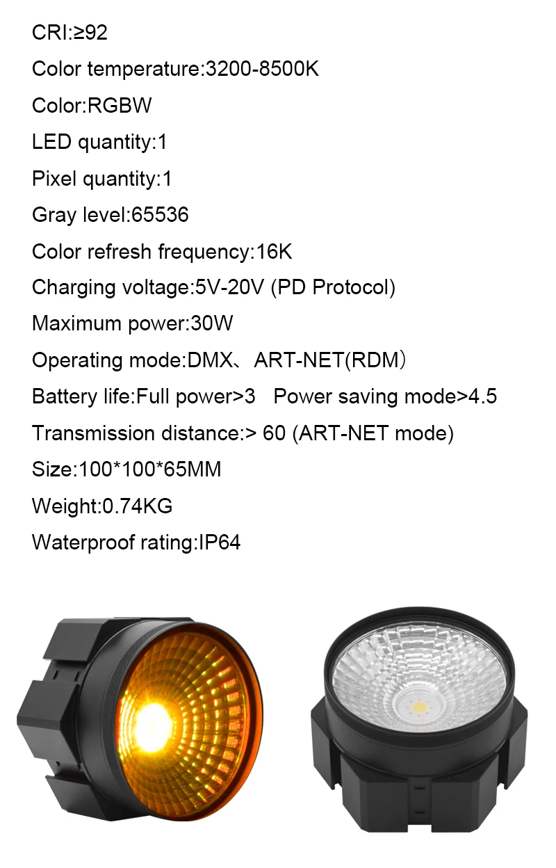 Description Picture 3 of itemRGBW wireless battery Hondys pixel tube; Artnet  Pixel Floodlight ;Stage Led Light App WIFI Rechargeable Led Pixel Light