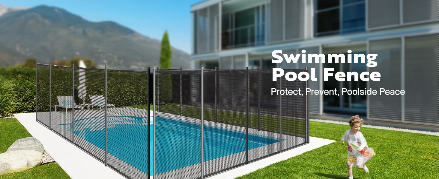 4FT Child Safety Barrier Removable Mesh Pool Fence with Aluminum Poles for Swimming Pools and Decks-PE Material supplier