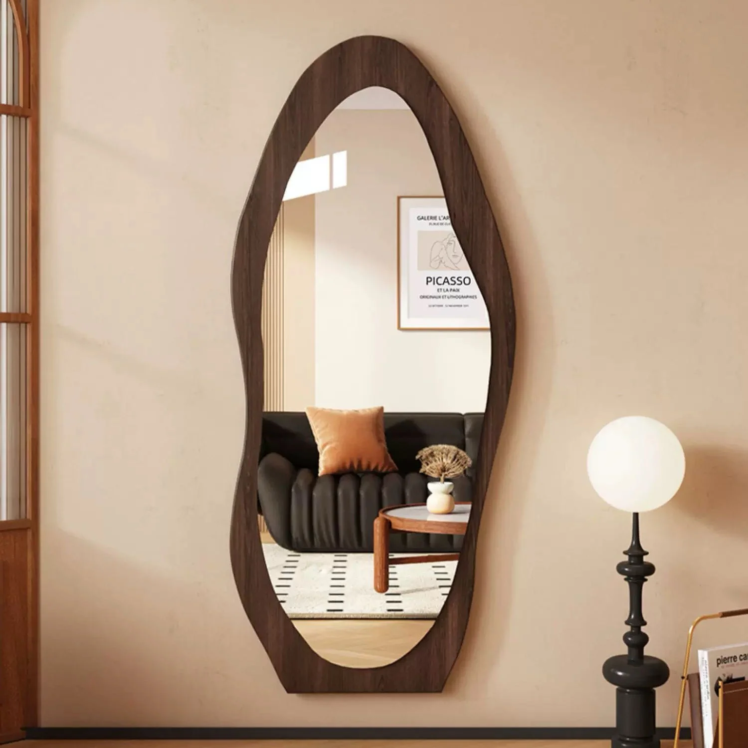 Custom Large Wood Framed Full Length Dressing Wall Mirror for Living Room Decor