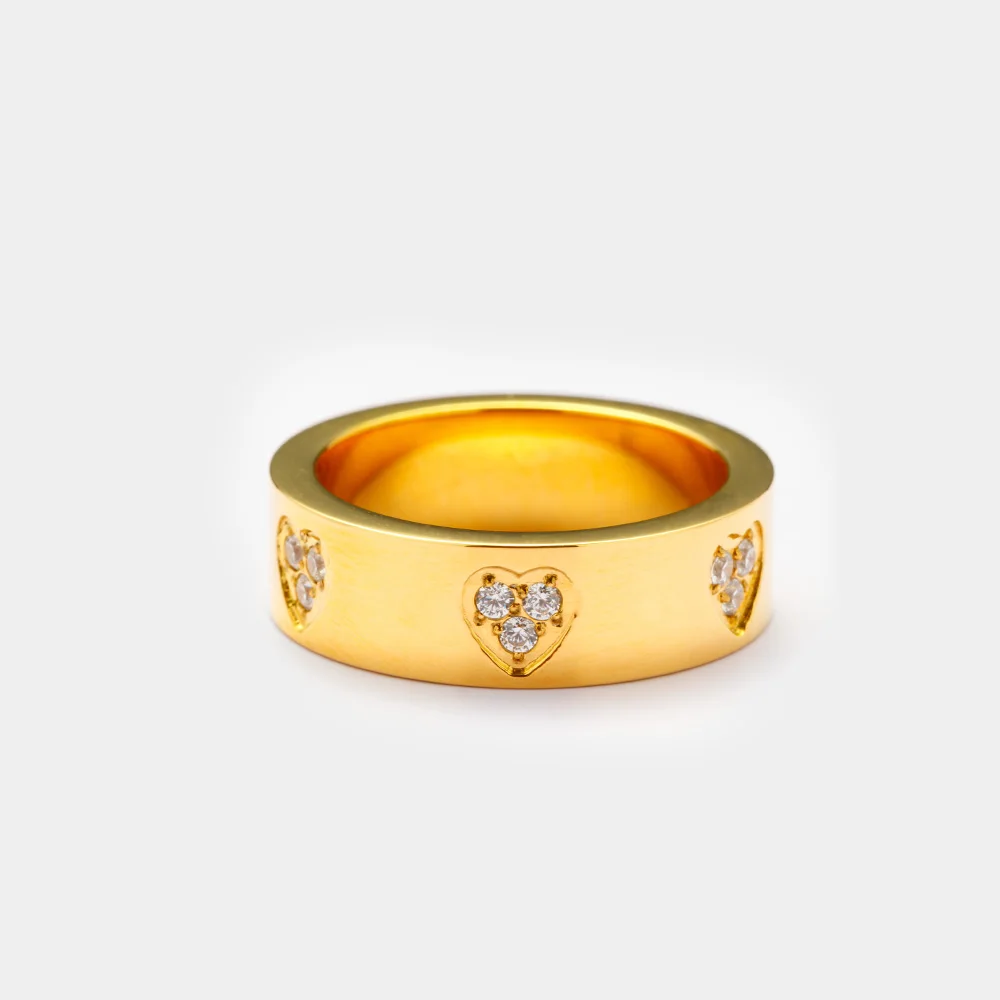 Exquisite Four Pointed Star studded Diamonds Stainless Steel Waterproof Ring Cubic Zirco aperçu 3