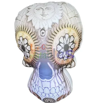 Halloween Scary Inflatable Sugar Skull Head Decoration Blow up Led Lighting Skull Skeleton Head for Events