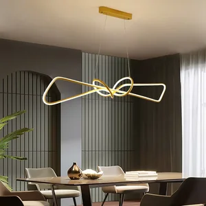 Post-Modern Nordic Restaurant Bar Pendant Light Simple Curved LED Table Chandelier for Long Dining Table