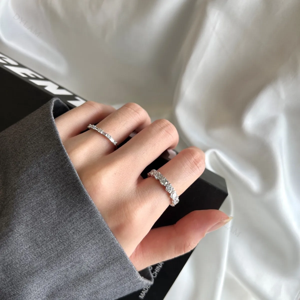 KAKODIY 925 Sterling Silver Electroplated Sterling Silver Ring Zircon Simulated Cubic Zirconia Stackable Engagement Ring Eternity Band Women Gifts detail 2