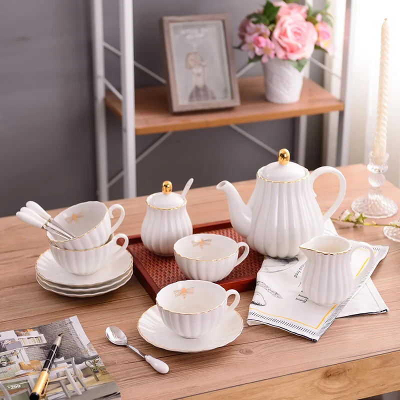 British Afternoon Tea Set Luxury Nordic Style European Ceramic Home Teapot Coffee Cup Set Gift