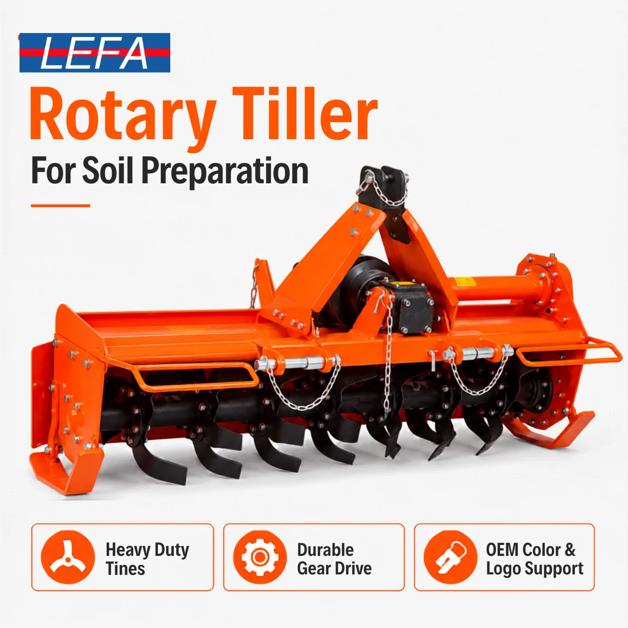 Rotary Tiller LEFA CE RT-125 for Tractors – Efficient Cultivator