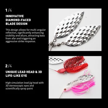 WEI 37g Composite Glitter Spinner Bait with Single Hook Barbed 3D Fish Eyes Lead Jig Head Lifelike Lure for Bass Fishing Lures – Metal Jig – view 5