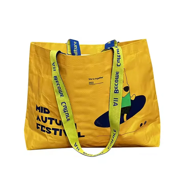 Eco Friendly Recyclable Custom Laminated pp Woven Bag with Long Handle