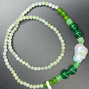 High Quality Baroque Pearl Beaded Necklaces Green Jadeite Cylinder Fashion Stone Jewelry with High Luster for Women Chokers