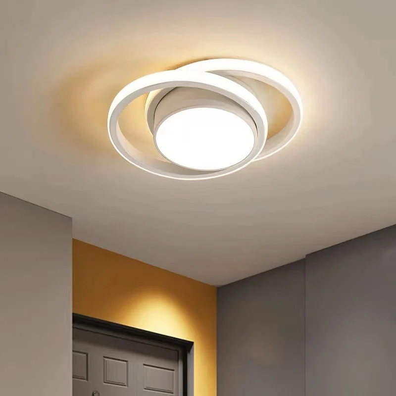 Lampada a soffitto LED moderna nordica per soggiorno, design semplice a doppio cerchio, per corridoio, guardaroba, ingresso, balcone e atrio