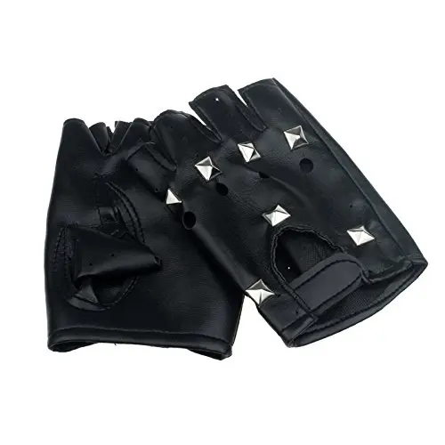 Brussels Sports Fingerless Gloves Punk Hip Hop Pu Leather Motorcycle Half Finger Cycling Rivet Winter Warm Protective