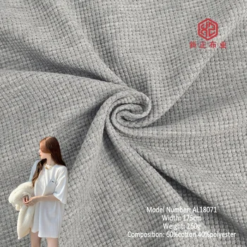 Knitting fabric manufacturers 60% cotton 40% polyester 260g CVC waffle cotton polyester blend fabric