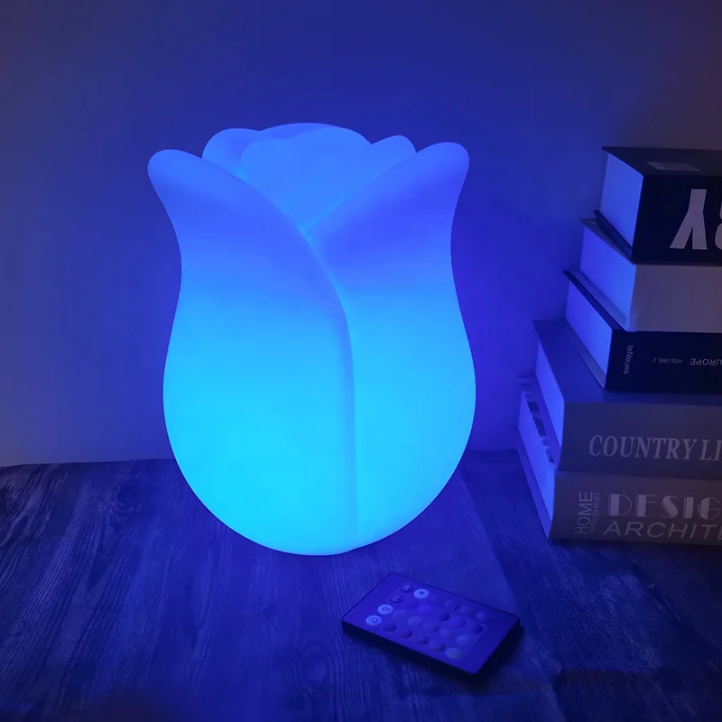 Factory New 16 RGB Changing Wireless Polyethylene IP65 Waterproof Decorative Rose LED Desk Lamp