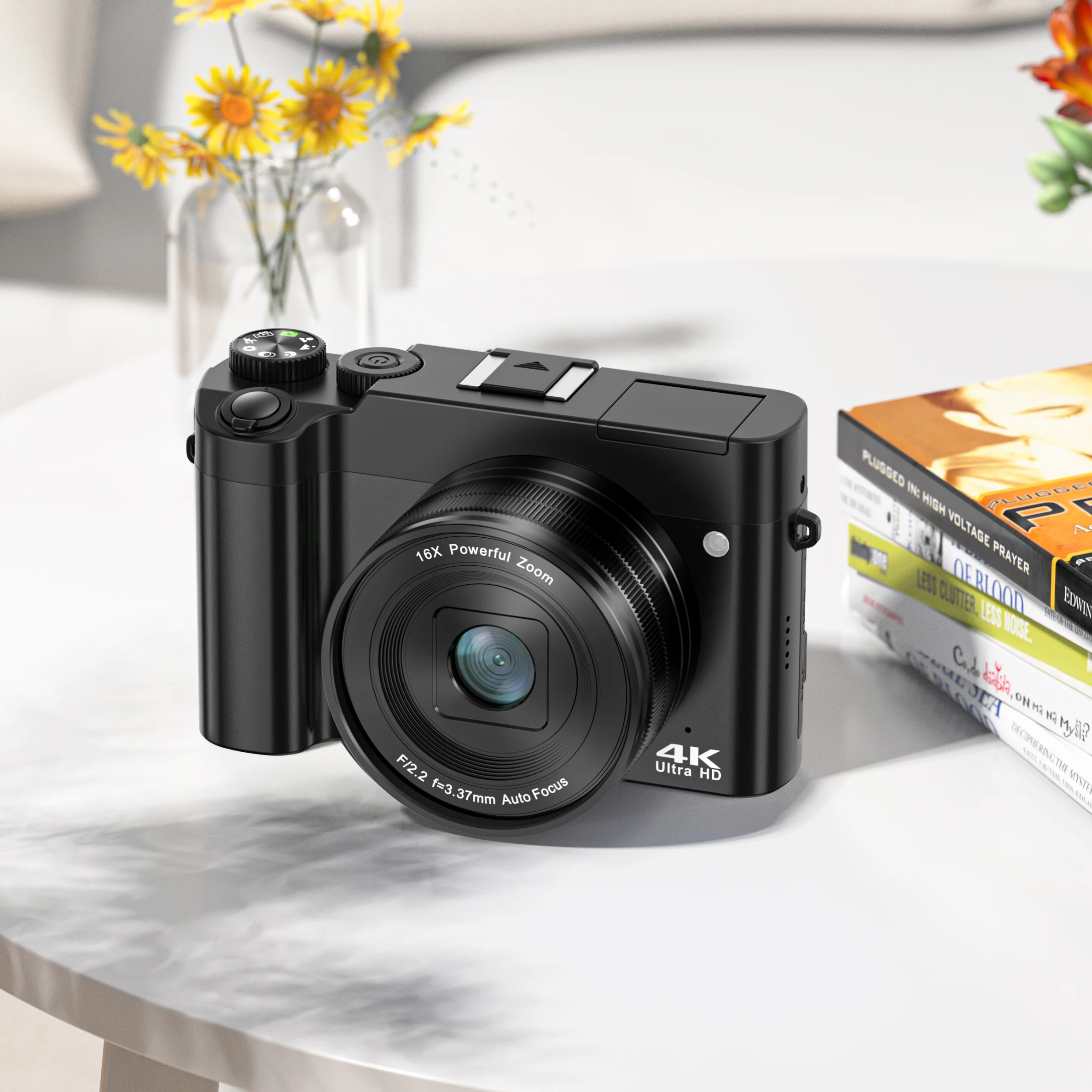 4K DSLR Camera with 64MP CMOS Sensor Dual Screen Zoom