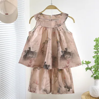 LZH Summer Children's Clothes Suit Fashion Lace Short Sleeve Shorts 2Pcs Outfit Kids Baby Girls Clothing Sets 3-7 Year