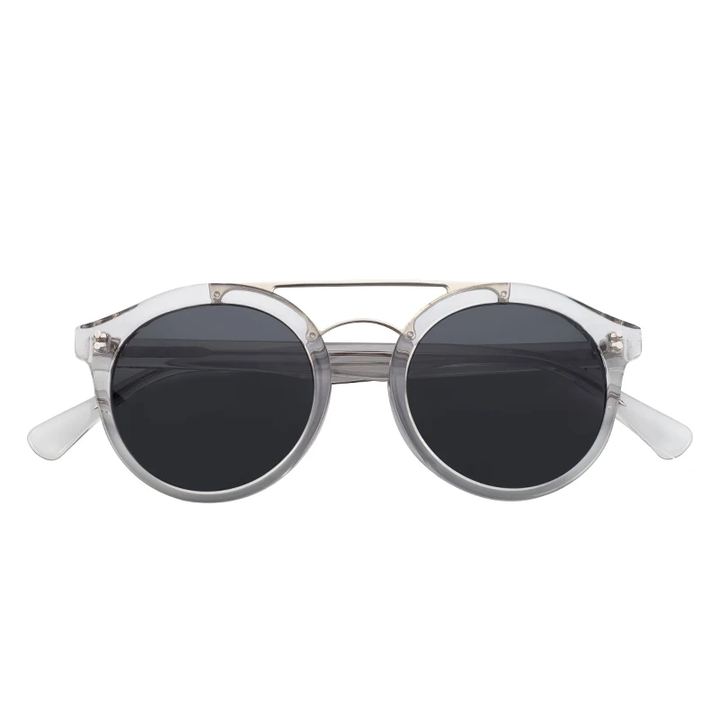 Latest Women Oversize Round Double Bridge Fashion Acetate Fiber Frame Sunglasses