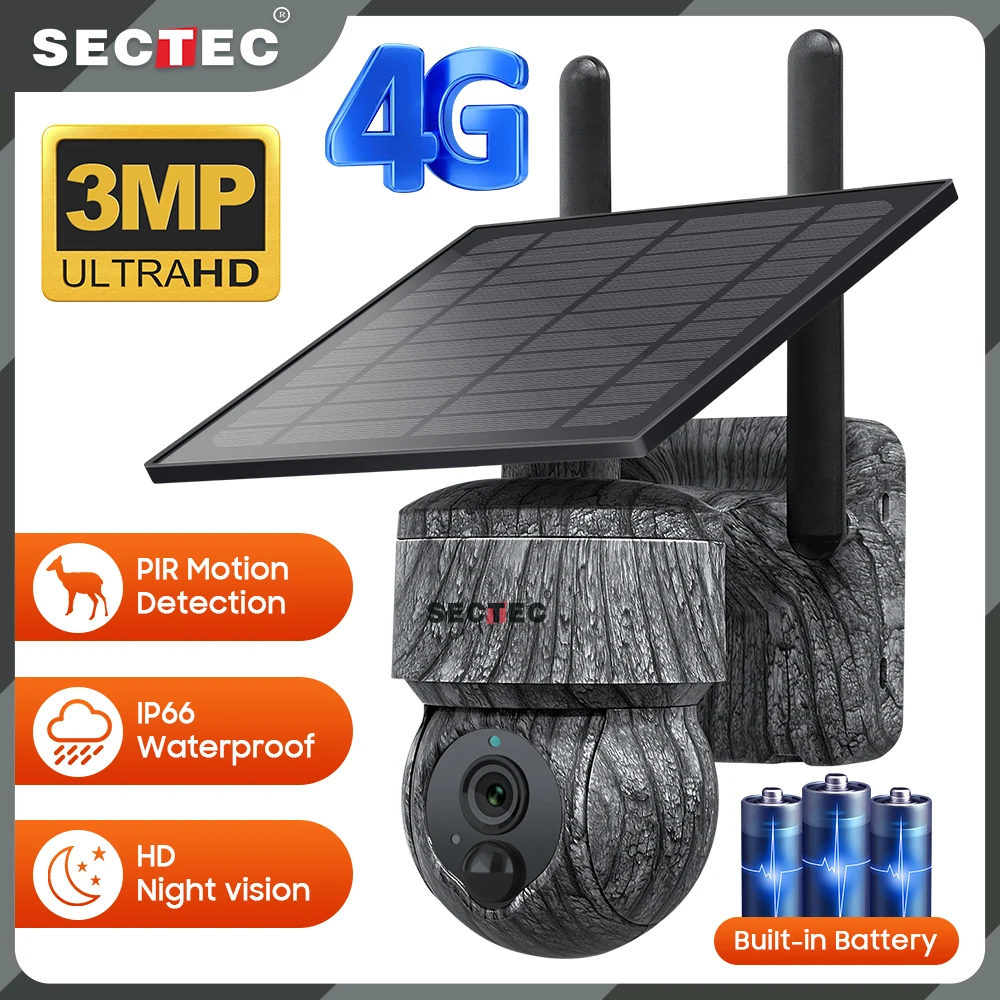 3MP HD Solar Panel  PTZ IP Camera Security Camera Outdoor Low Power HD Night Vision CCTV System Waterproof Solar Network Camera