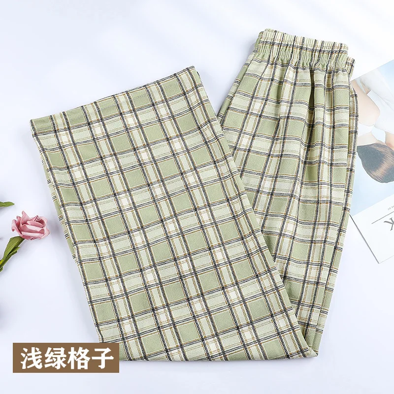 New Korean Plaid Pants Spring Autumn Summer Wide Leg Pants Women Lattice Print High Waist Trousers