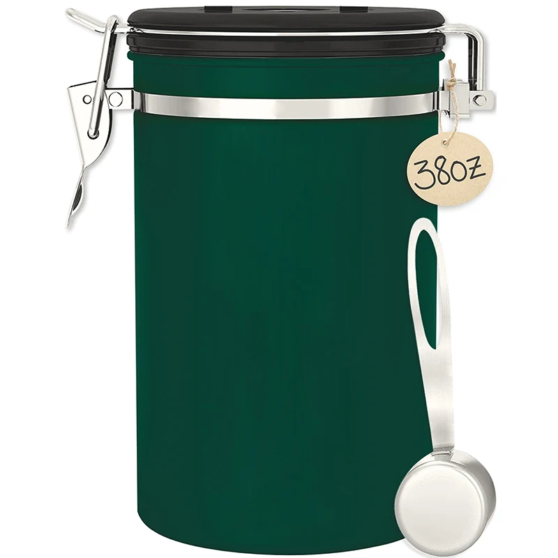 Airtight Stainless Steel Black Coffee Canister With Co2 Valve Coffee