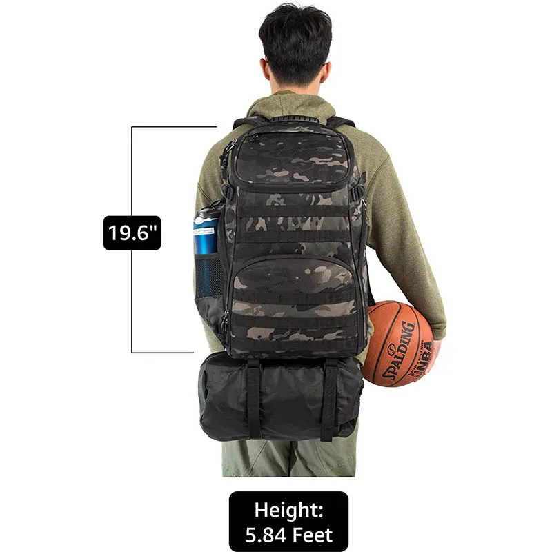Basketball Backpack with Ball Compartment and Shoe Pocket Outdoor Sports Equipment Bag for Soccer Volleyball Gym Swim School Tra