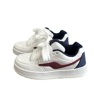 2026 Original Niche Women's Hong Kong-Style Casual Board Shoes White Breathable Thick-Soled Chunky Design Lace-Up for Autumn