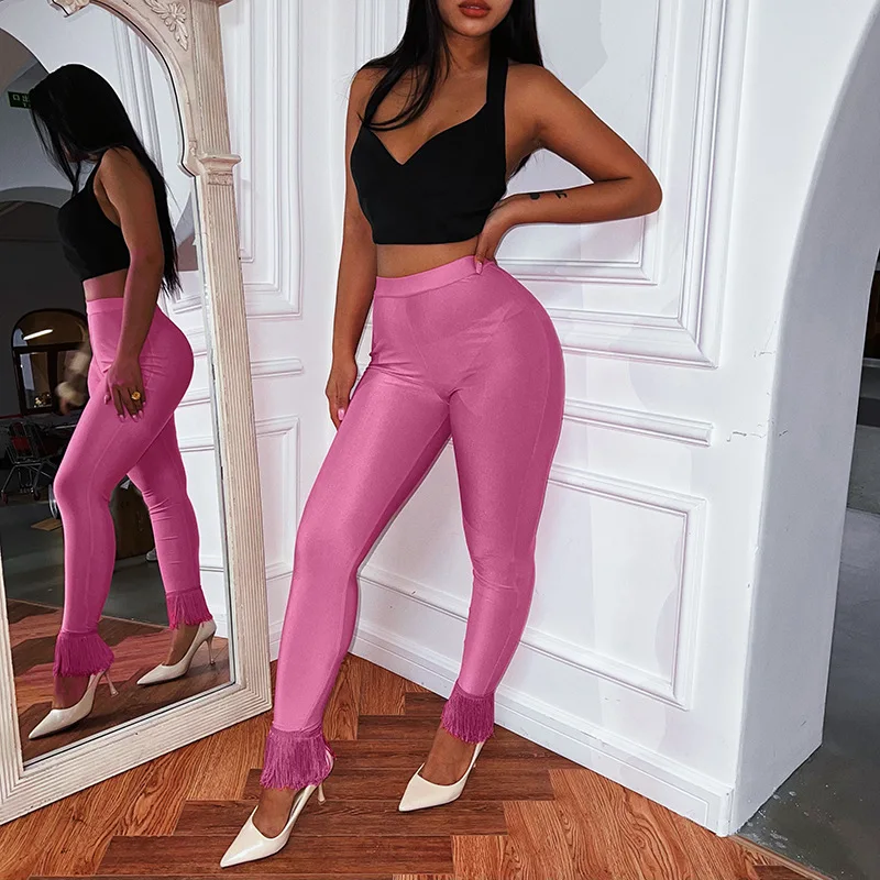 Pants With Fringe,Pink Trouser,Trousers 