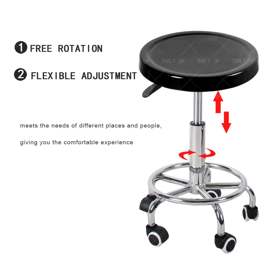 Swivel Adjustable Lab Stool With Footrest Frosted Thickened Seat Hospital Stool With Wheels For School Laboratory Workshop