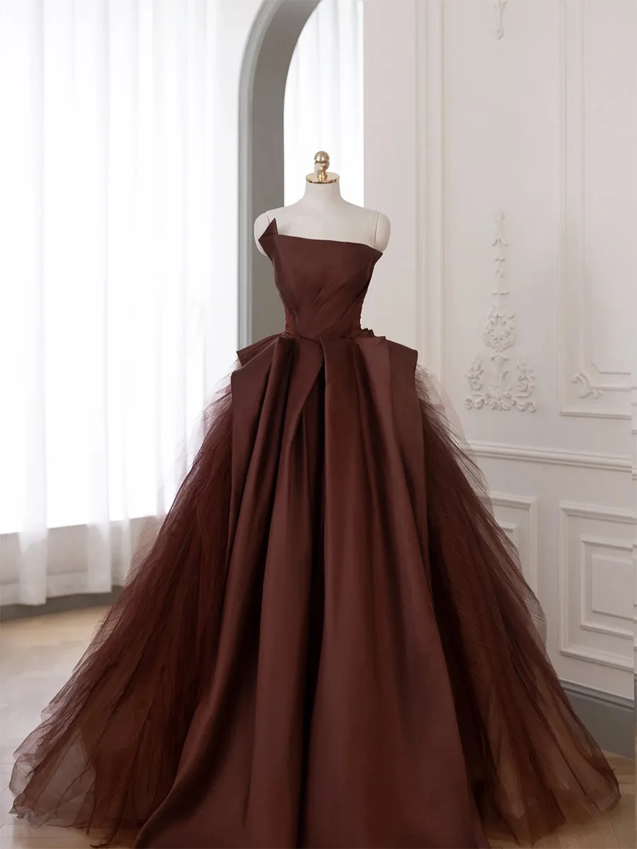 chocolate brown wedding dress Luxury White Lace Wedding Dress main image 1