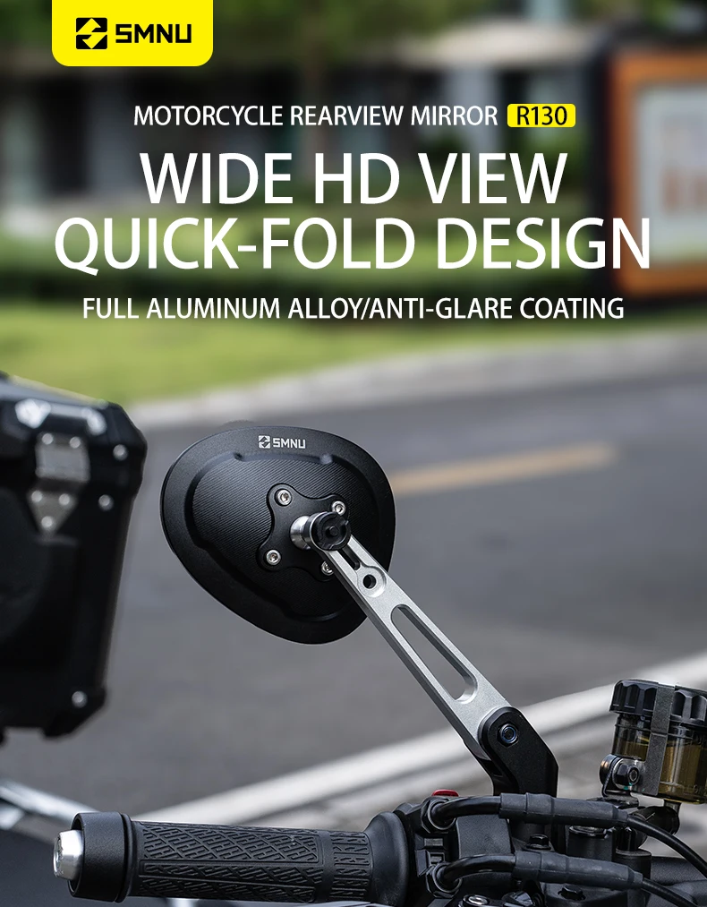 product smnu motorcycle mirror with expansion ball head base handlebar mirror hydrophobic motorcycle aluminum alloy rear view mirror-2