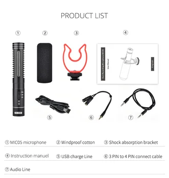 YELANGU MIC05 Stereo Aluminum Alloy Microphone, Super Cardioid Direction, Suitable for DSLR Camera / Mobile Phone / PC product image