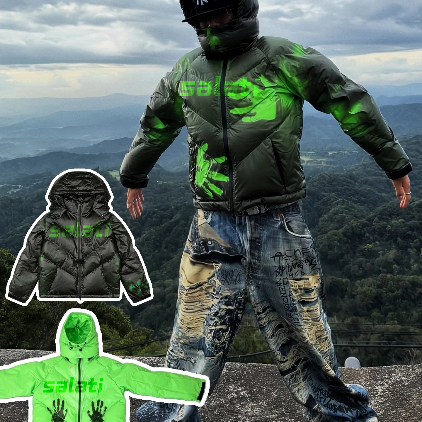 Custom Thermochromic Ink Print Streetwear Crop Vintage Heavyweight Winter Hooded Windproof Color Change Down Puffer Jacket Coat gallery 7